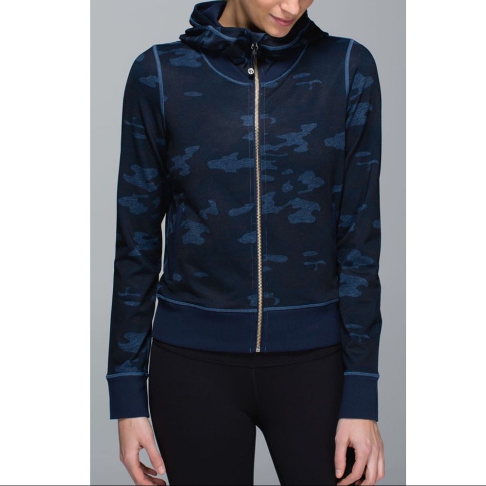 Lululemon Namaskar Hoodie Heathered Texture Lotus Camo Oil Slick Blue / Inkwell